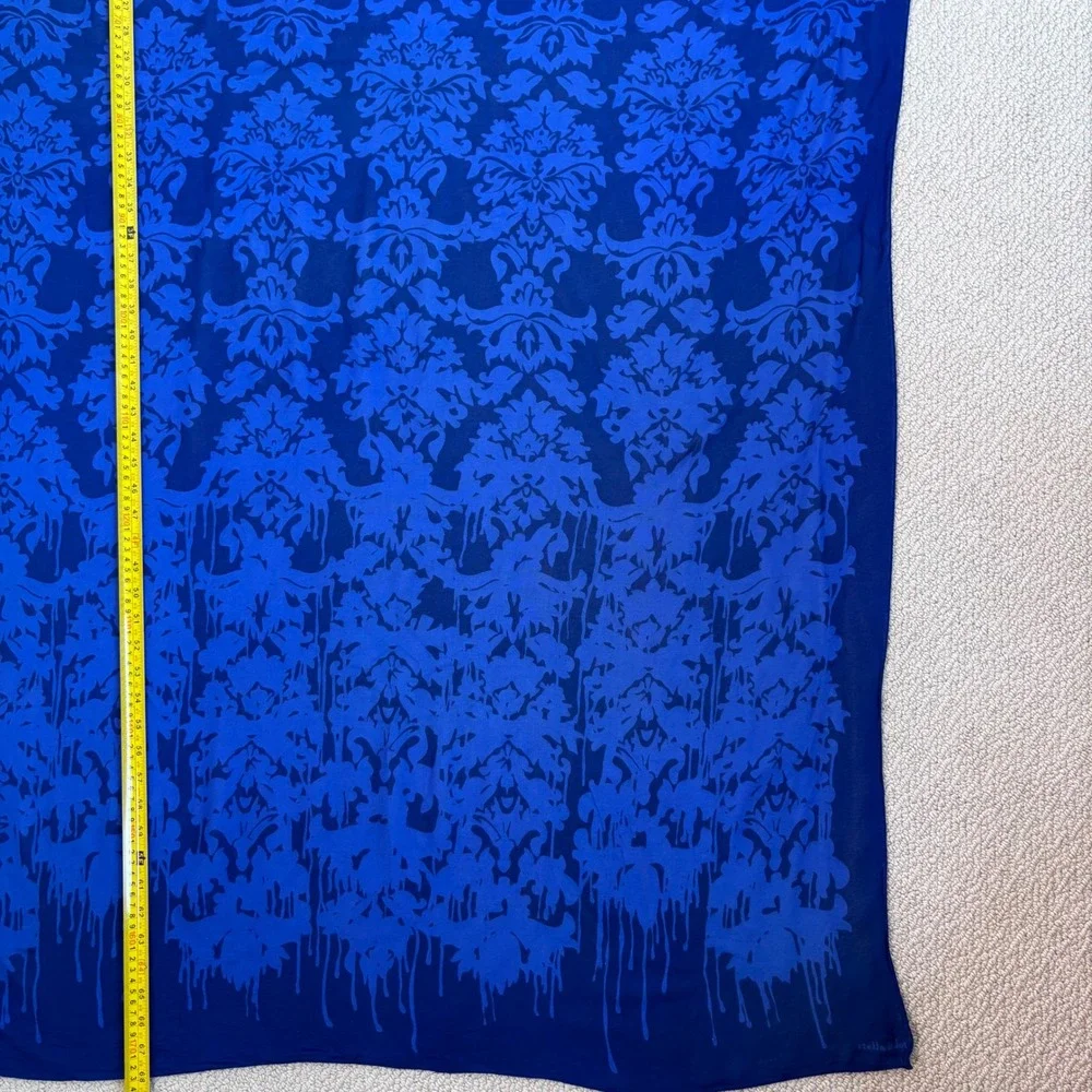 Stella & Dot Cobalt Blue Damask Floral Oversized Scarf Wrap Shawl 68x38